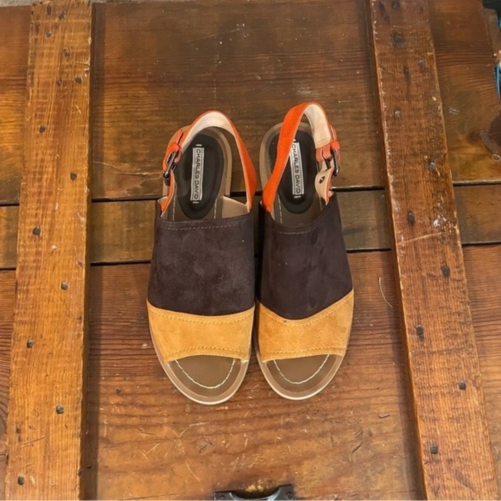 Charles David Color Block Flat Suede Sandals. Wom… - image 2